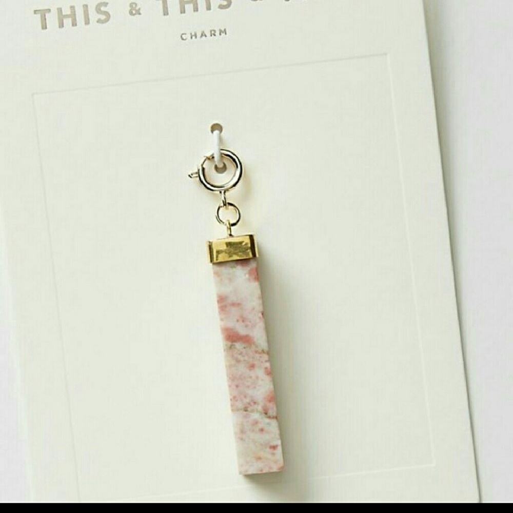 Anthropologie Pink Marble Keychain Fob Purse Charm - Picture 4 of 5